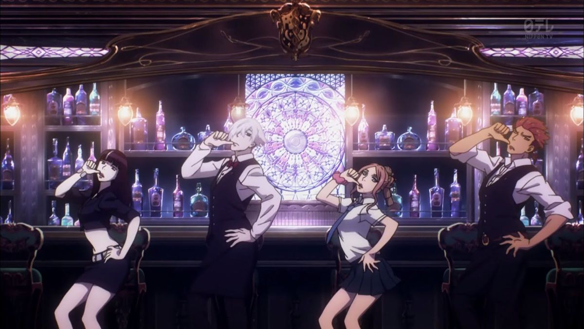 Il cast di Death Parade che fa un numero di ballo