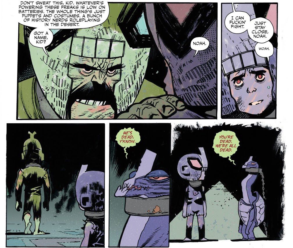 Un uomo baffuto vestito come un combattente kaiju in stile Ultraman fa un discorso emozionante a un ragazzo vestito in modo simile. Se ne va e un minuscolo kaiju di giada accanto al ragazzo dice: “È morto, sai. Sei morto. Siamo tutti morti.