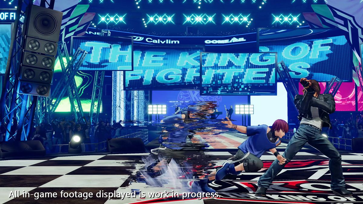 One character dashes at another in a head-to-head fight