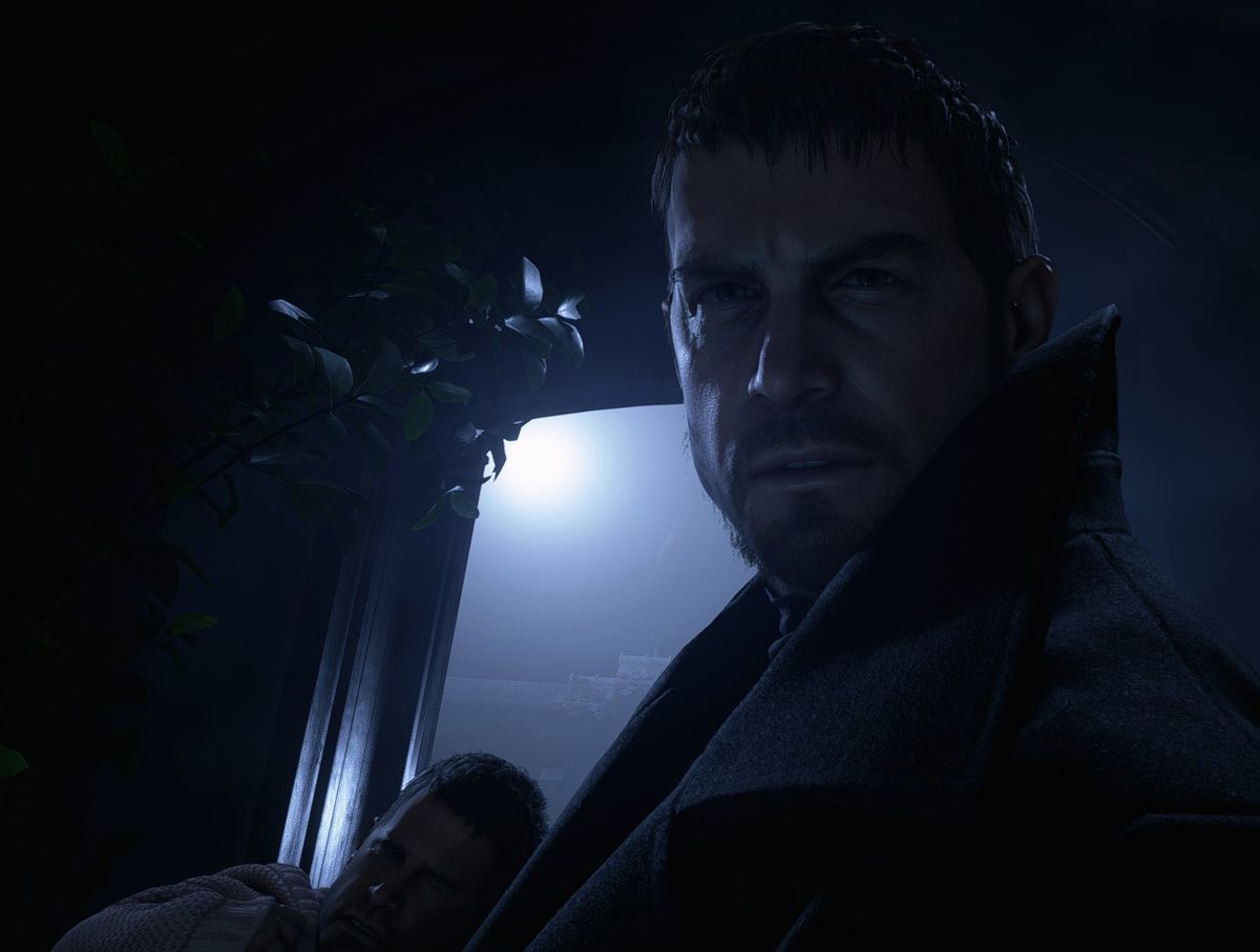 Uno screenshot di Chris Redfield che rapisce il bambino Chris da un mod di Resident Evil Village