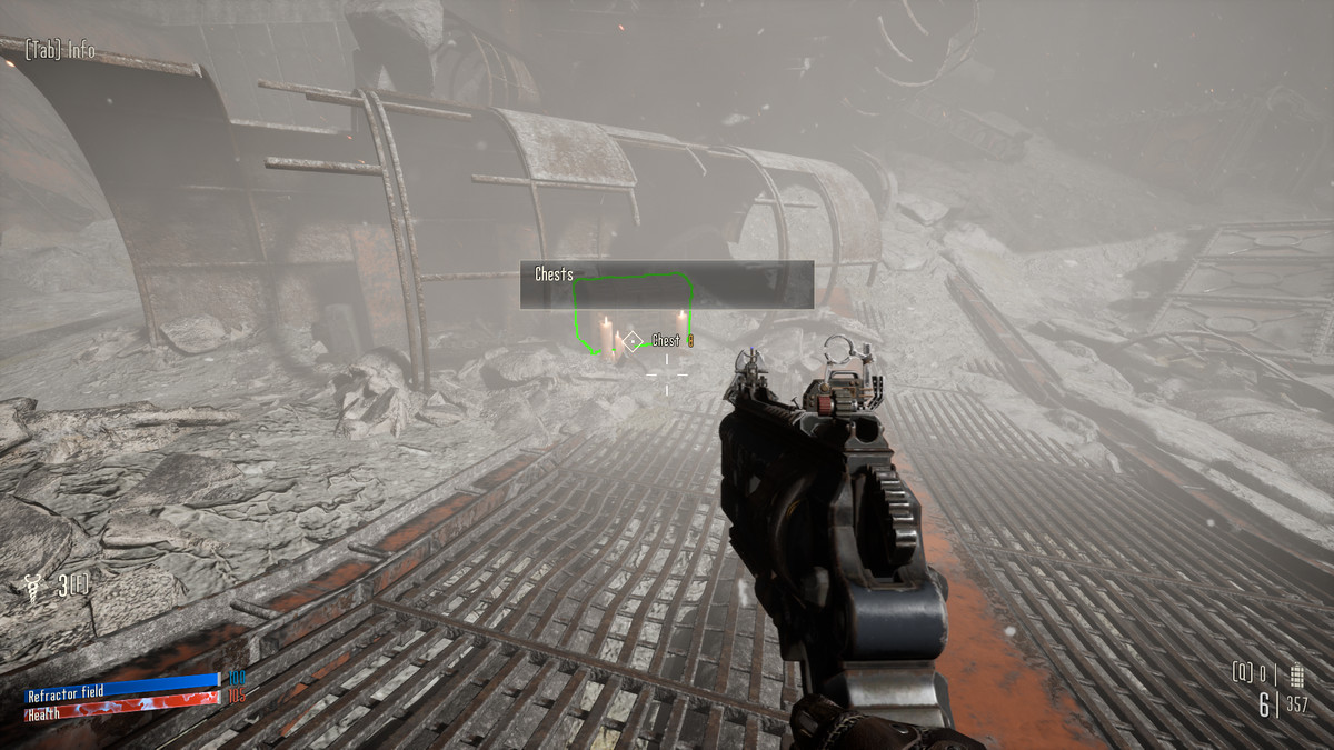 Una cassa con un contorno verde in Necromunda: Hired Gun