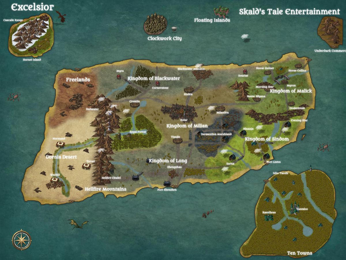 Un'isola che assomiglia vagamente a Porto Rico, piena di un mondo fantastico di montagne, fiumi e rovine.