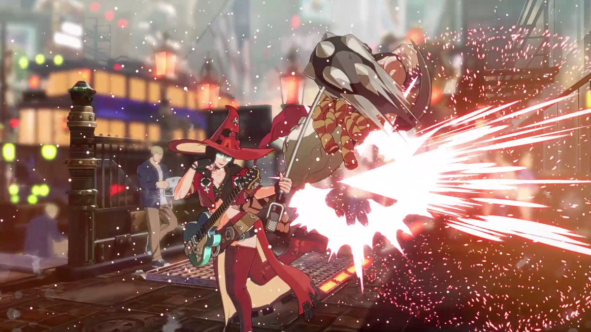 Un personaggio lancia un attacco esplosivo in Guilty Gear Strive