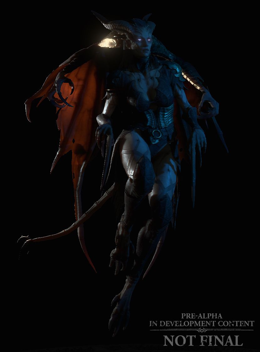 Una foto a figura intera della Succube di Diablo 4
