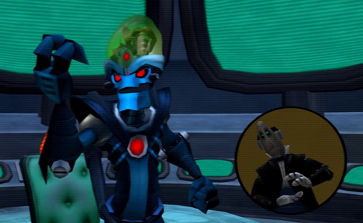 Il dottor Nefarious si rivolge alla telecamera in Up Your Arsenal