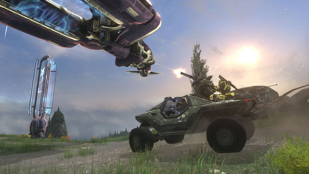 Halo: Combat Evolved Anniversary - Warthog che spara a un veicolo aereo
