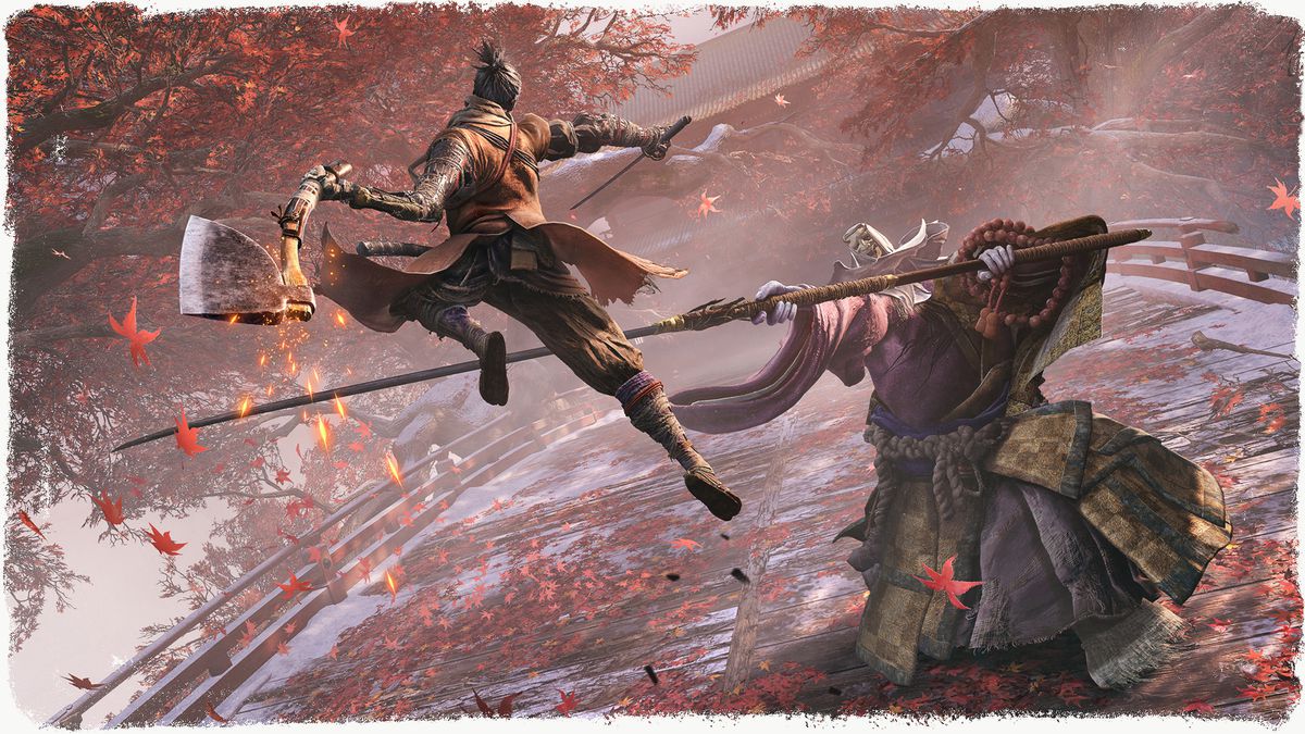 Game still from Sekiro treated to look like it’s hand drawnSekiro