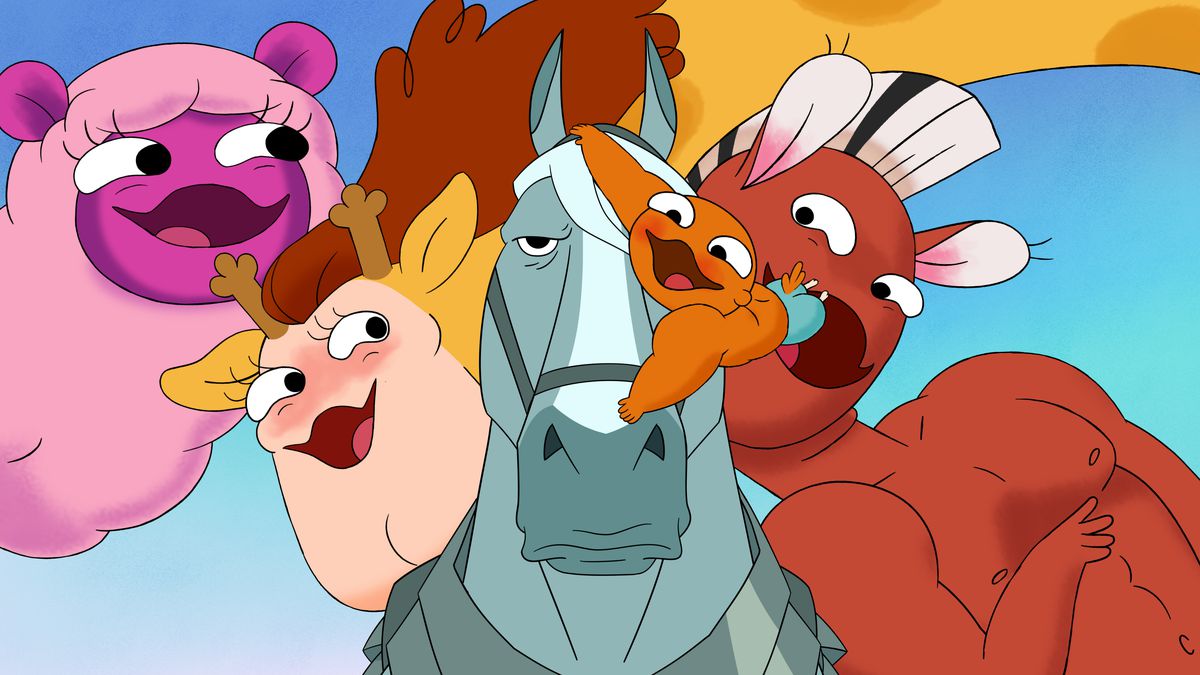 cavallo, con aria molto seccata, mentre i centauri cantano ad alta voce da queste parti