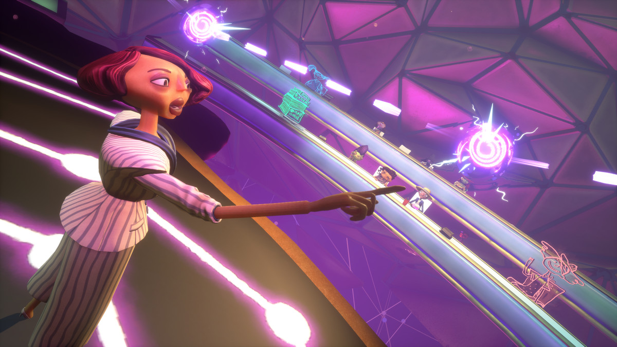 Hollis Forsythe di Psychonauts mentre indica un vortice luminoso