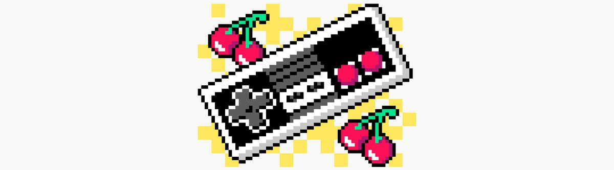 Illustrazione di pixel art del controller di gioco retrò