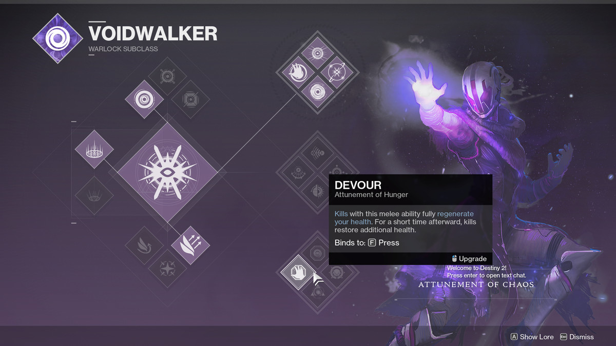 Albero della sottoclasse di Destiny 2 Voidwalker