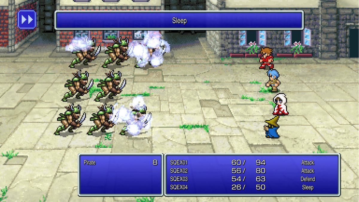 Un combattimento in Final Fantasy 1