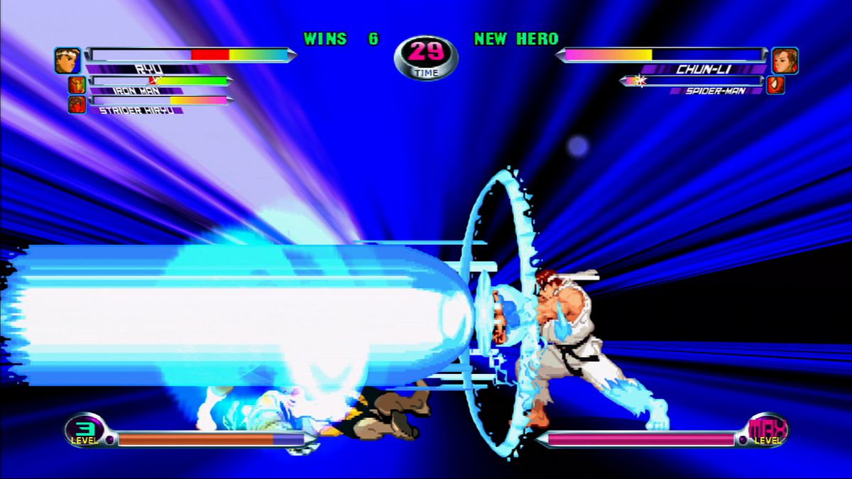 Ryu attacca in Marvel vs Capcom 2