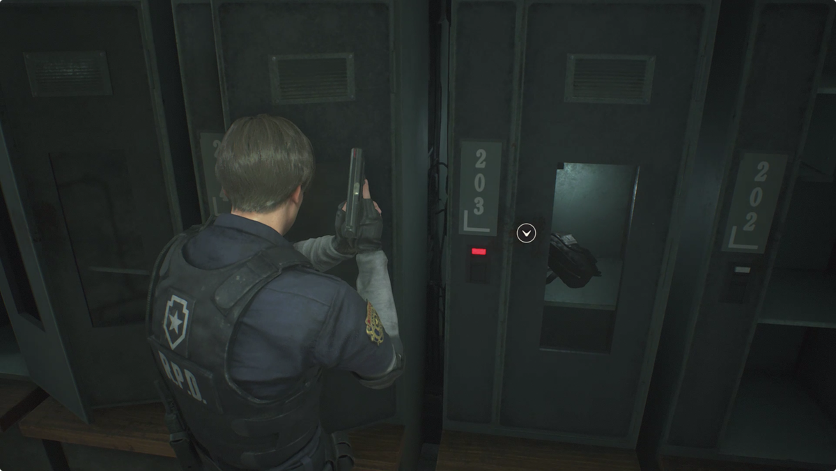 Posizione della custodia per l'anca della camera di sicurezza di Resident Evil 2