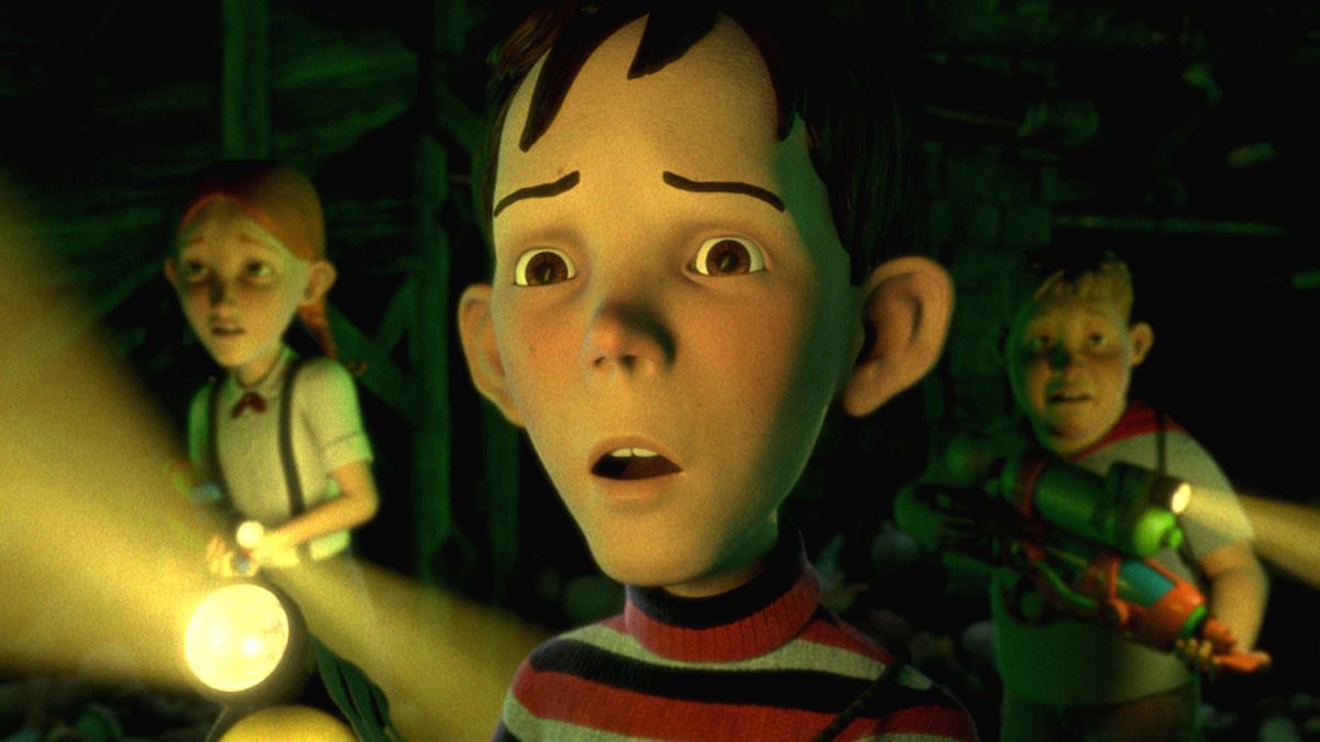 Jenny (Spencer Locke), D.J (Mitchel Musso), and Charles (Sam Lerner) look on in horror in Monster House.