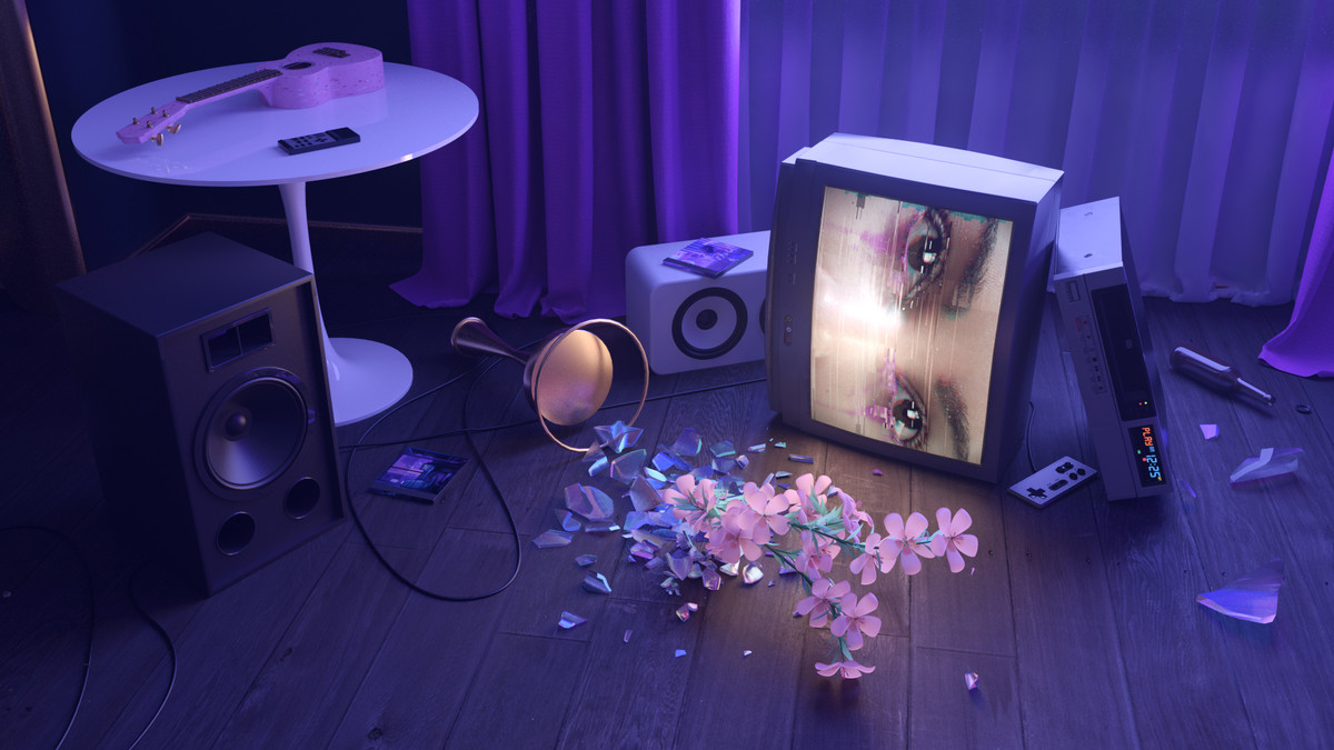 a TV screen knocked over