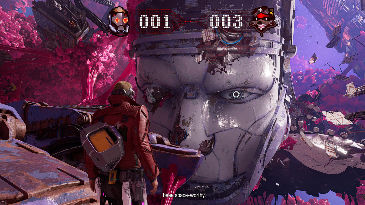 The wreckage of a Kree sentry