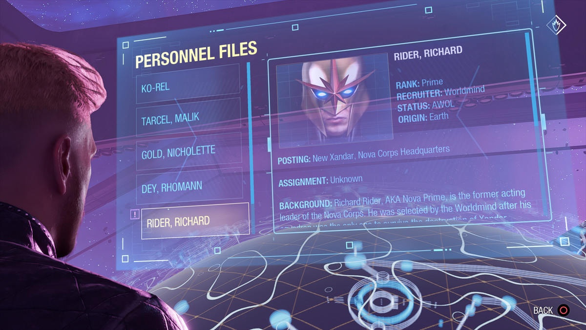 A Nova Corps personnel file for Richard Rider aka Nova