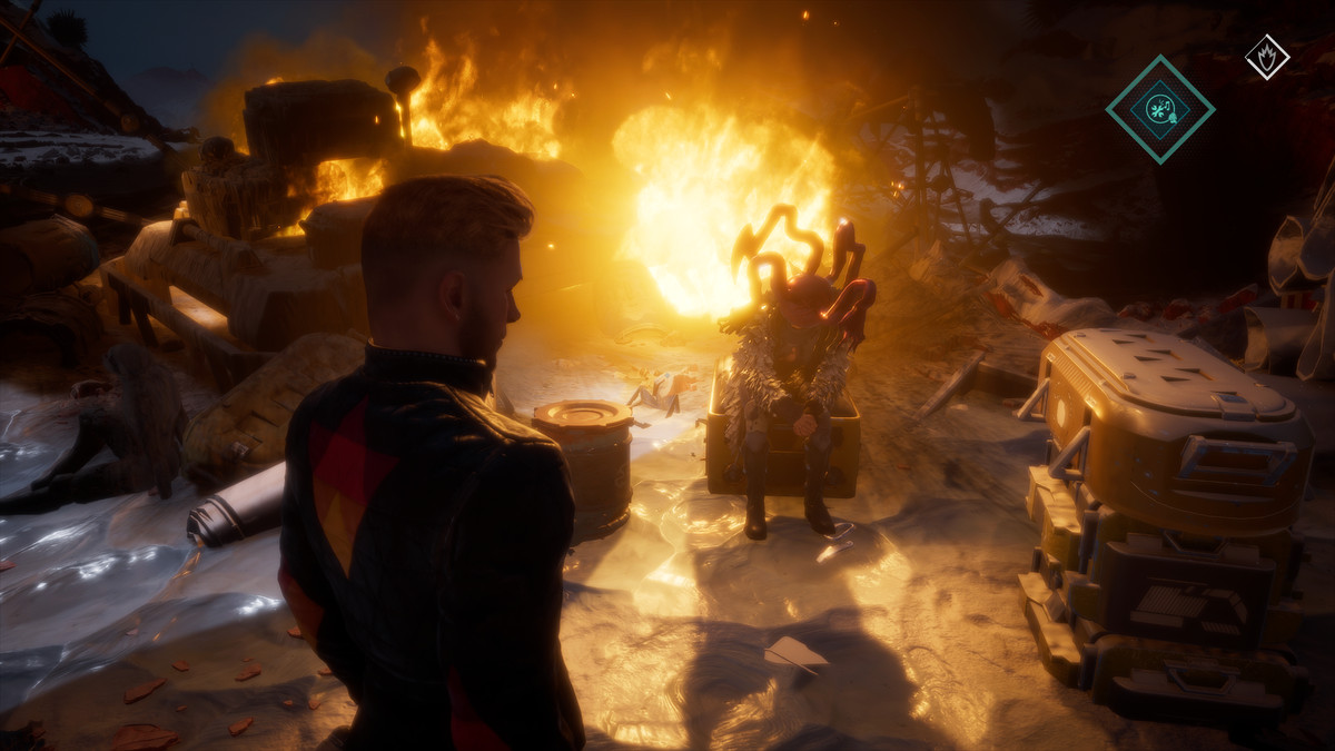 Ruby Thursday, whose head has been replaced by a mass of organic circuitry