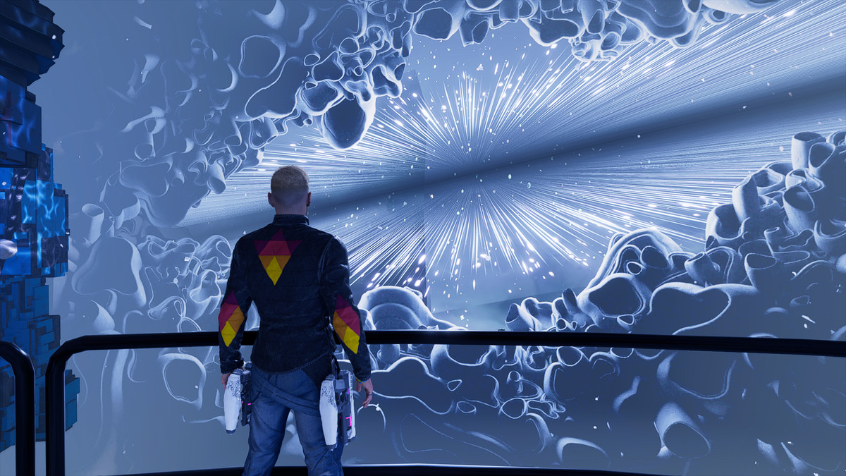 A viewpoint in Knowhere looking directly at the Rift