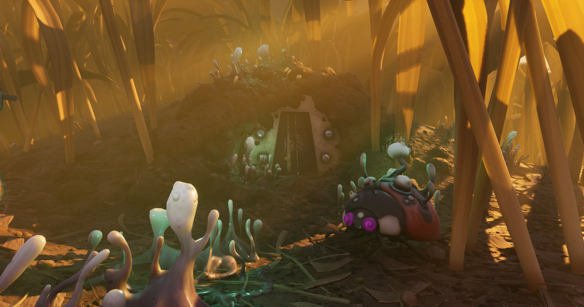 Il sole filtra attraverso un'area di The Haze, mostrando un insetto infetto.