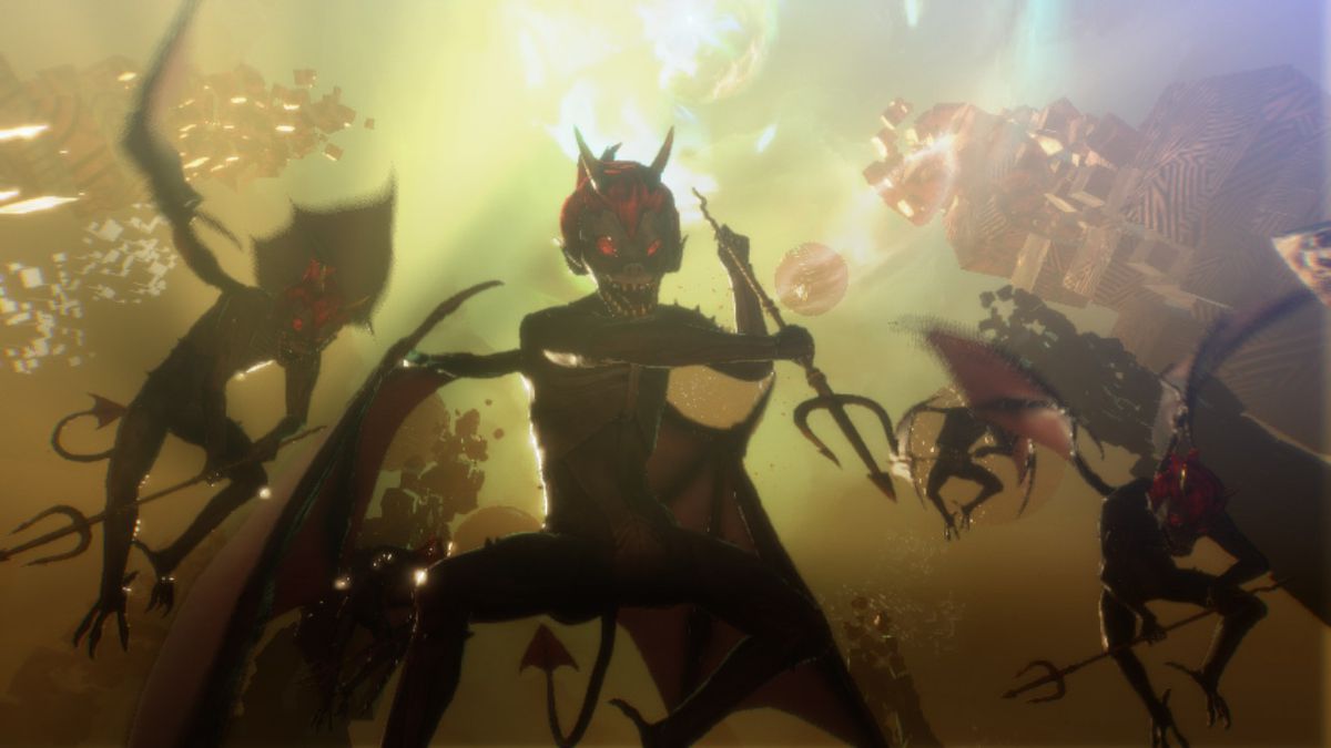 Alcuni nemici demoniaci con forconi in Shin Megami Tensei 5