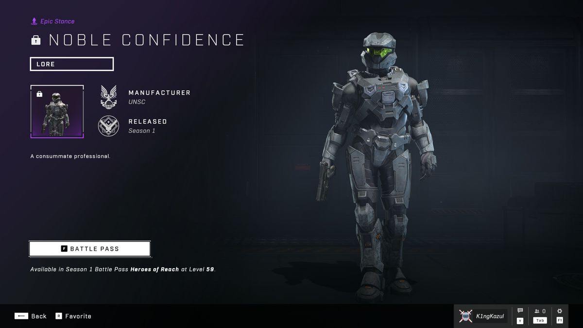 Uno Spartan personalizzato in Halo Infinite solleva i fianchi nella schermata di selezione della posa