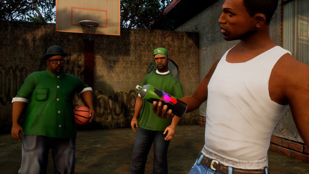 CJ di Grand Theft Auto: San Andreas in The Trilogy Remaster