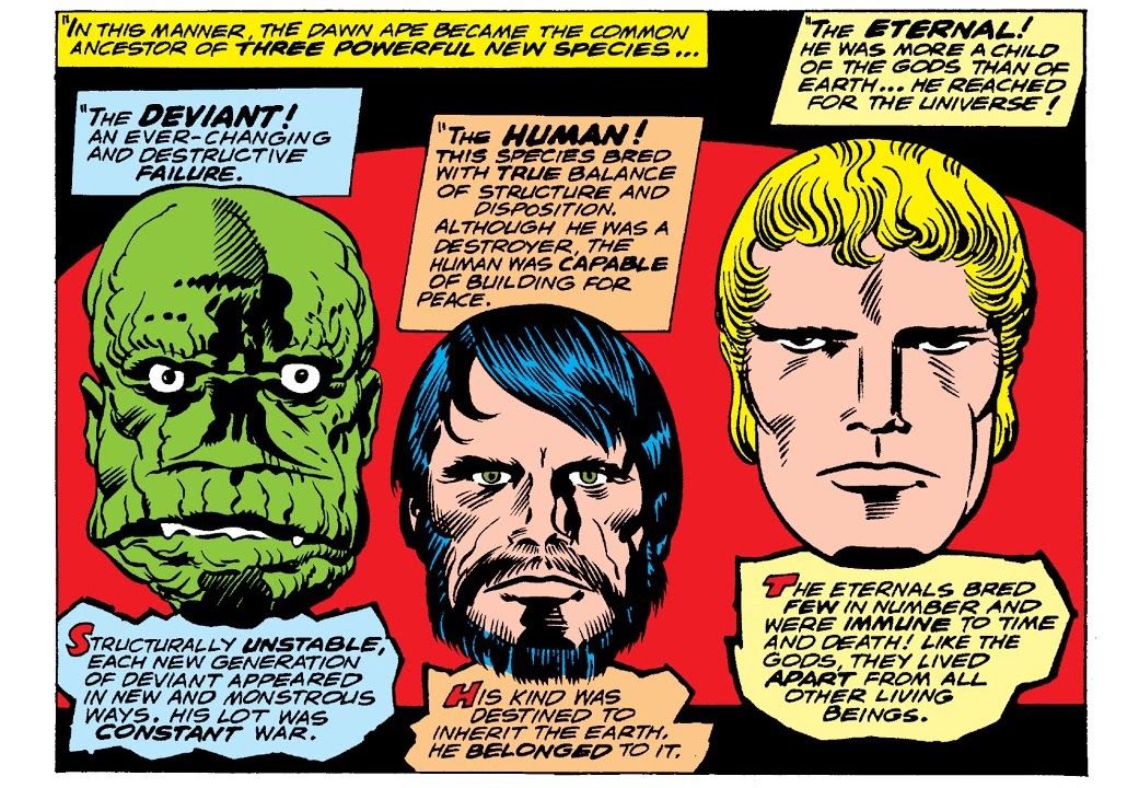 Jack Kirby’s Eternals vs Deviants vs humans breakdown