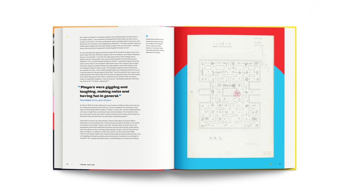 Un'immagine di un documento di progettazione di videogiochi all'interno del libro Pac-Man: Birth of an Icon