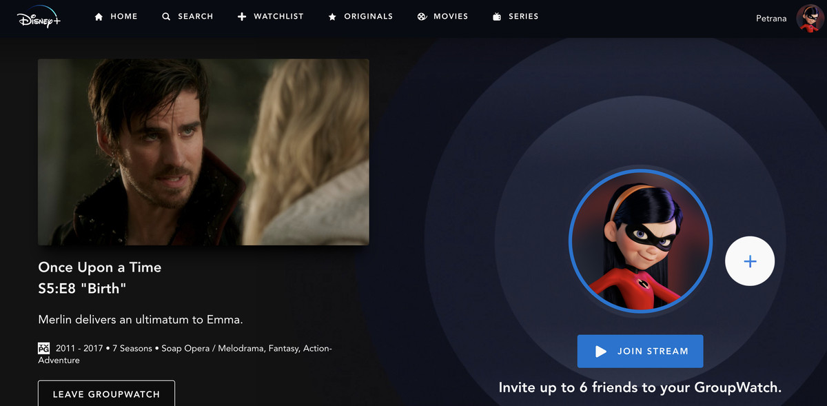 la funzione groupwatch disney plus