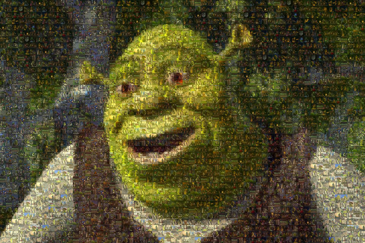 Immagine del personaggio Shrek ricavata da centinaia di immagini di Shrek