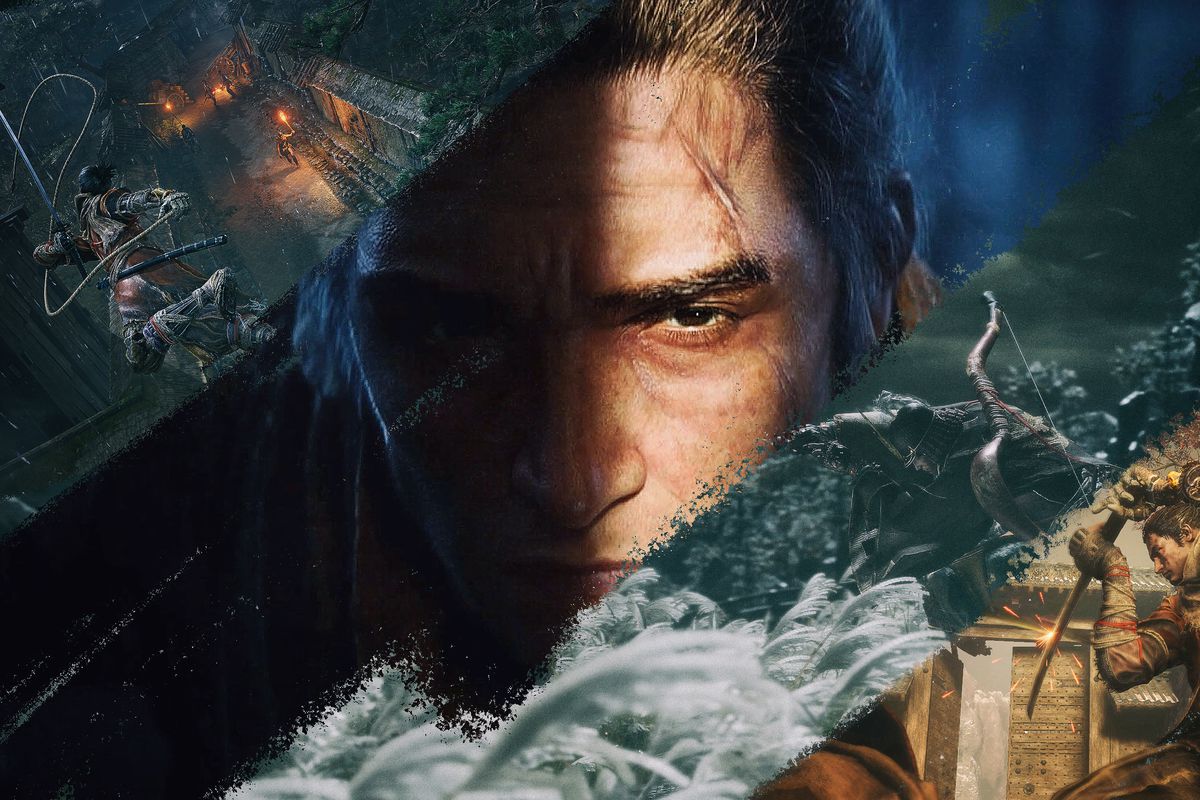 un collage di diverse scene del videogioco Sekiro: Shadows Die Twice
