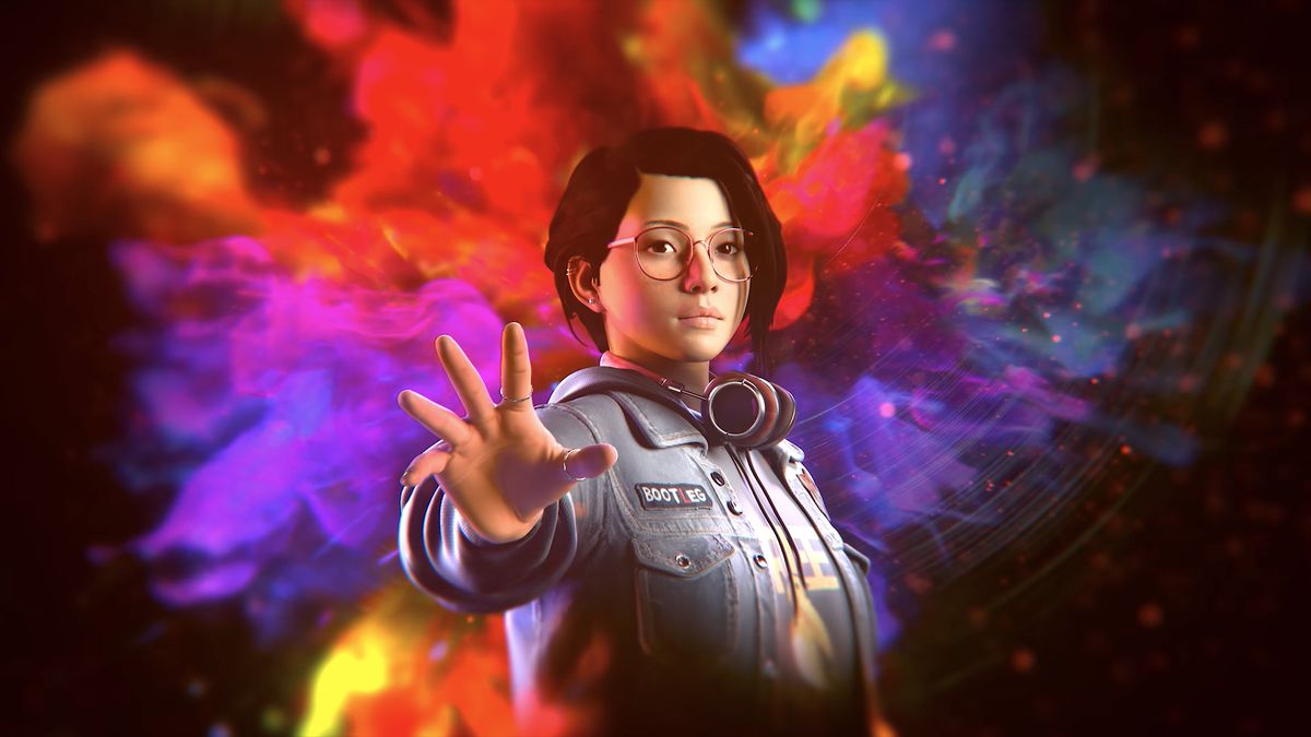 Alex Chen di Life is Strange: True Colours con un'aura color arcobaleno dietro di lei
