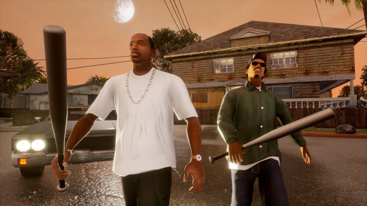 CJ e un amico in Grand Theft Auto: San Andreas