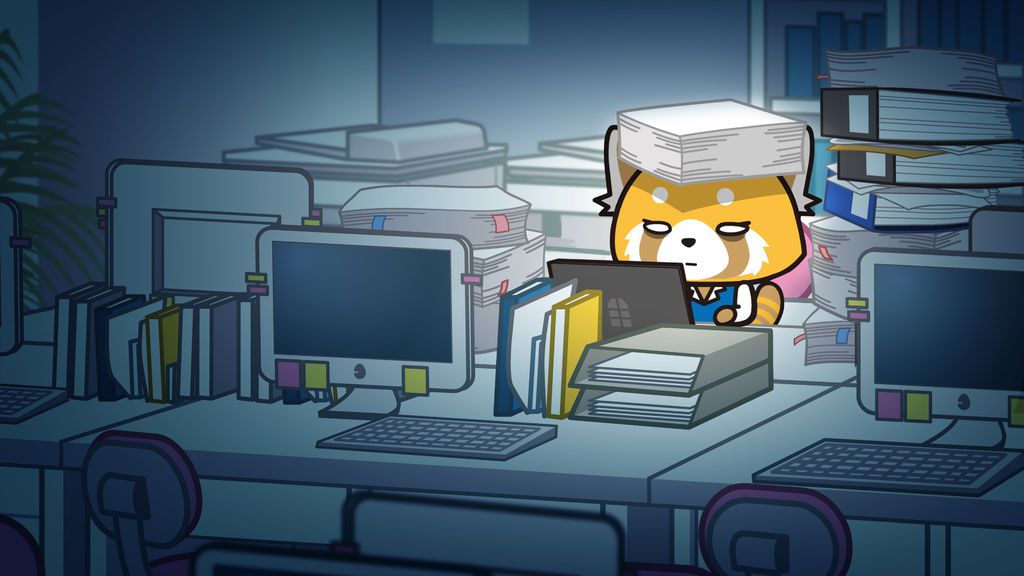 retsuko nel suo ufficio aggretsuko