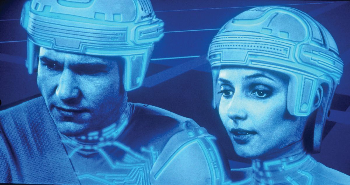Jeff Bridges and Cindy Morgan in Tron.
