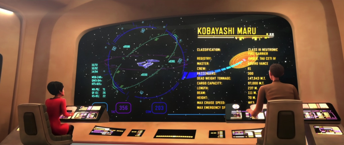 Un'inquadratura della schermata di simulazione in un fermo immagine dell'episodio