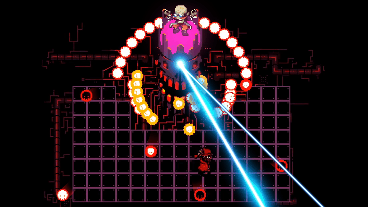 Un boss spara laser al giocatore in Everhood