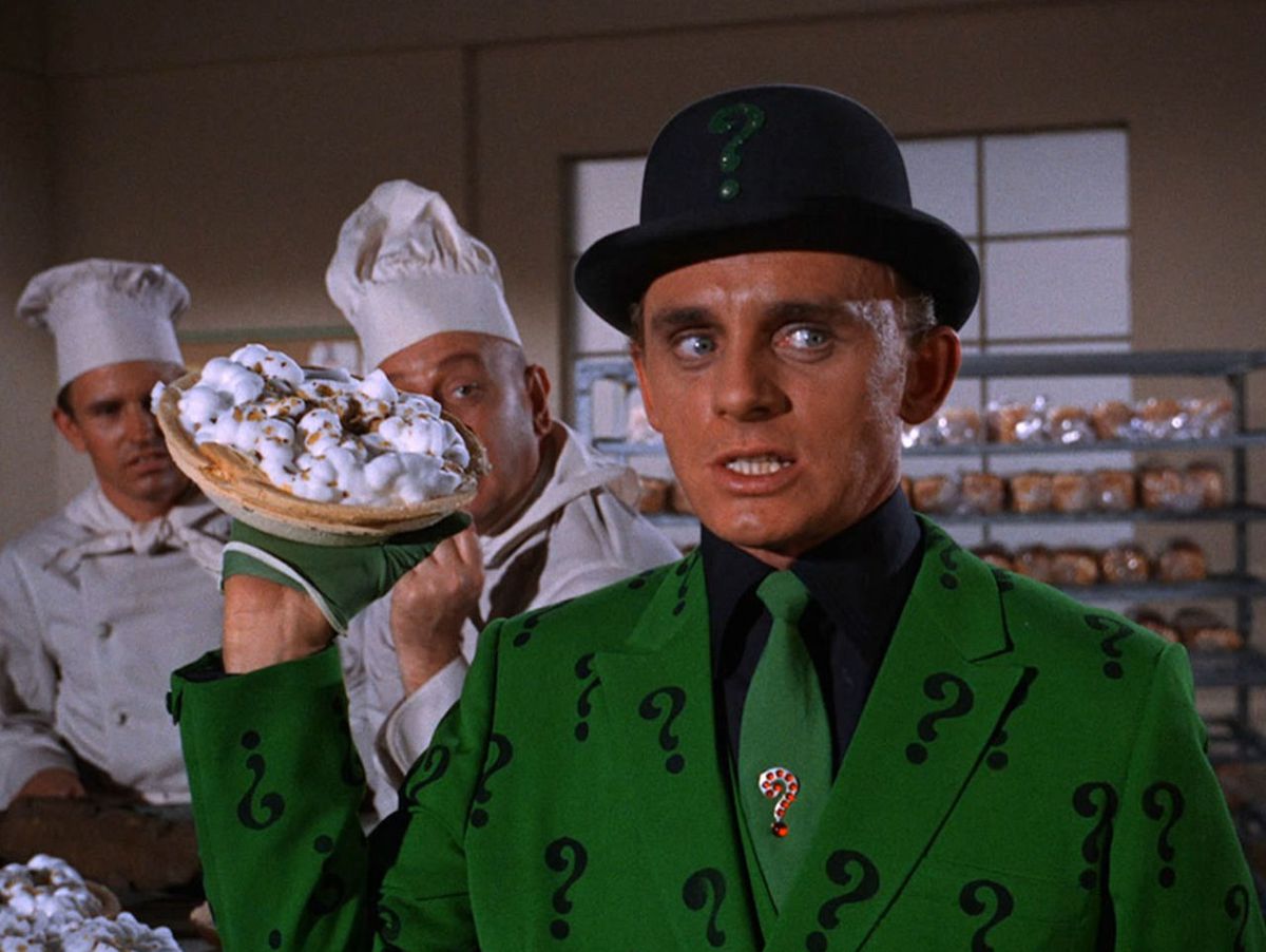 Frank Gorshin nel ruolo dell'Enigmista in Batman del 1966
