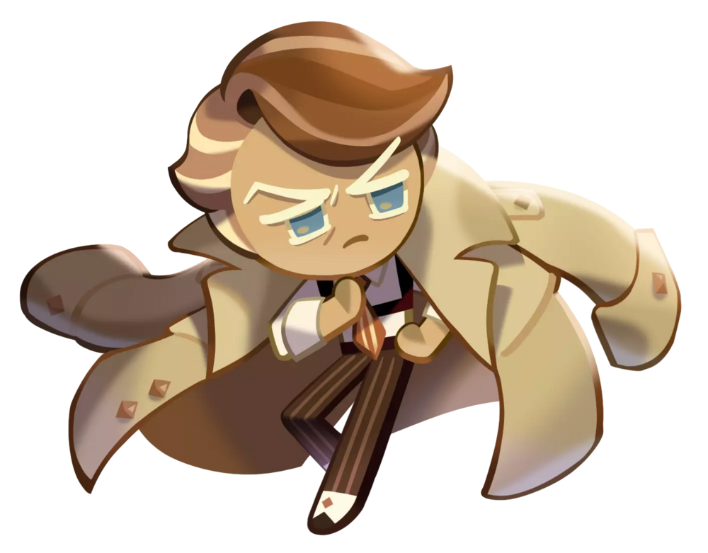 il biscotto alla mandorla guarda con le sopracciglia aggrottate. il suo lungo trench gli pende addosso come un mantello.