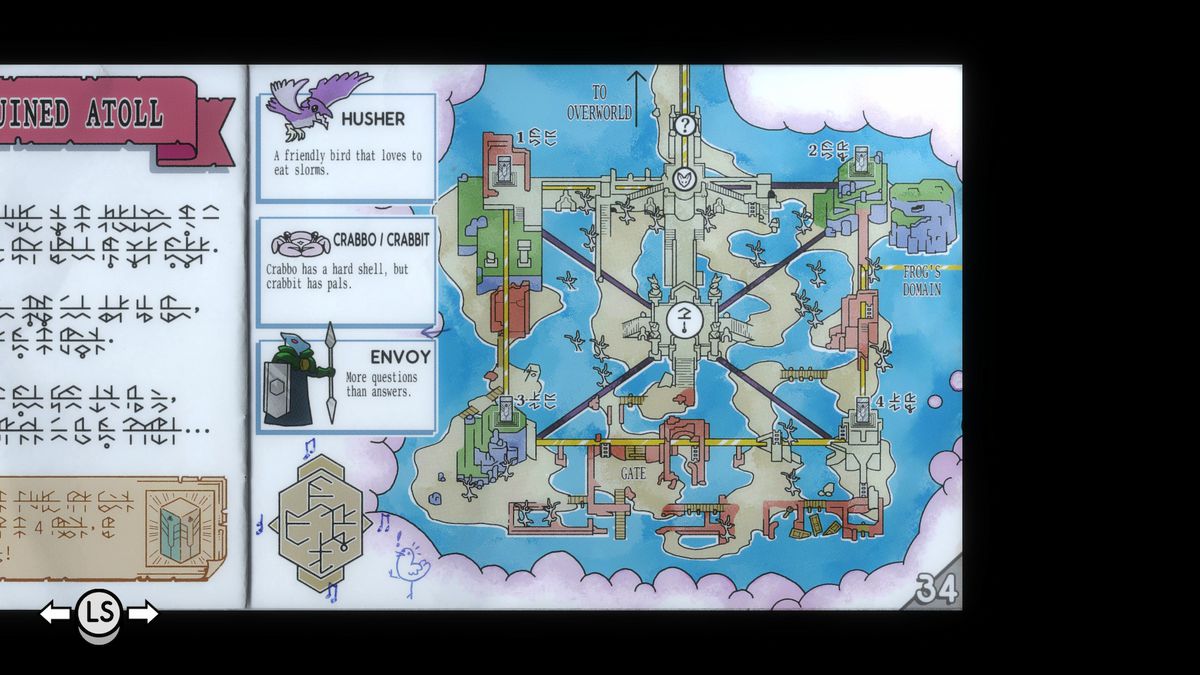 Mappa della tunica raffigurante un atollo in rovina