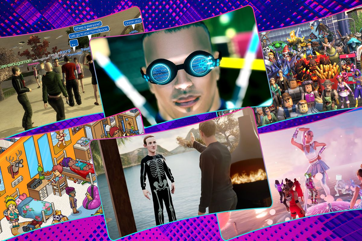 Griglia grafica dai colori vivaci con sei diverse immagini da VR