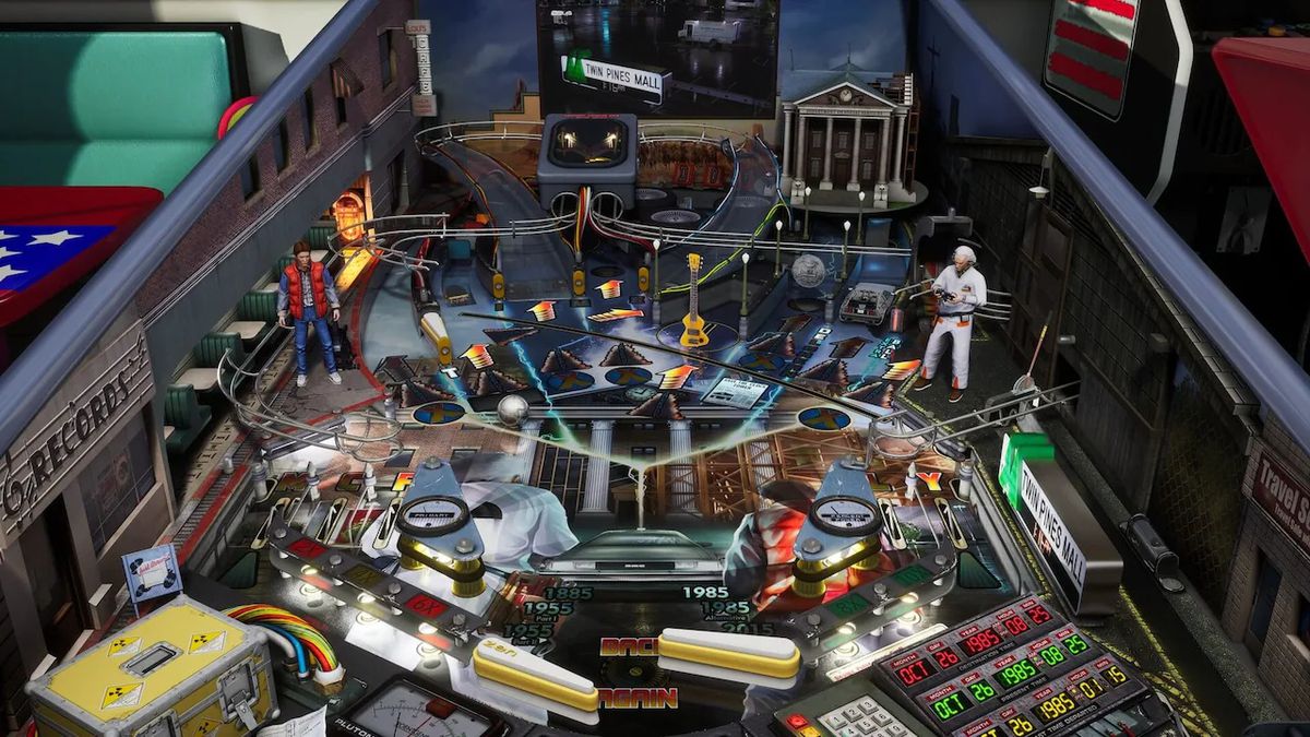 inquadratura dall'alto del tavolo Ritorno al futuro come appare in Pinball FX