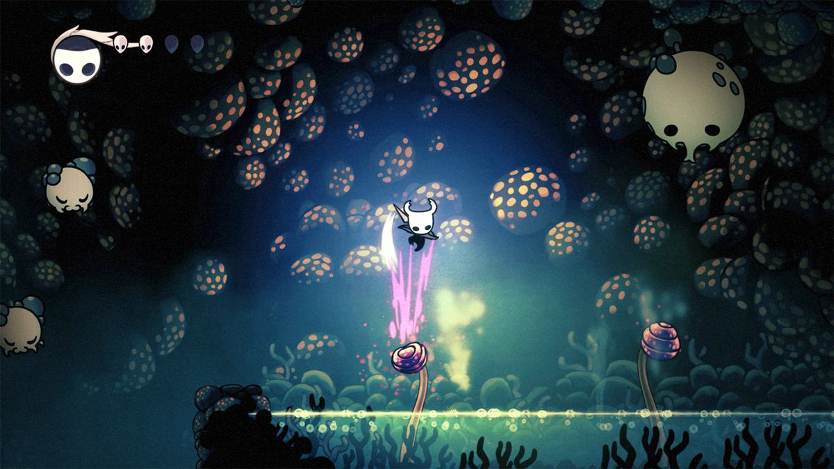L'Hollow Knight colpisce un trampolino a fungo