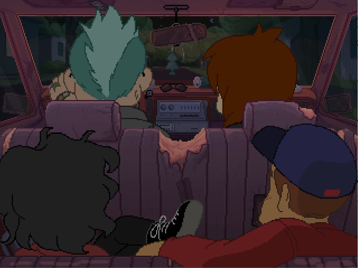 una vecchia macchina piena di gente