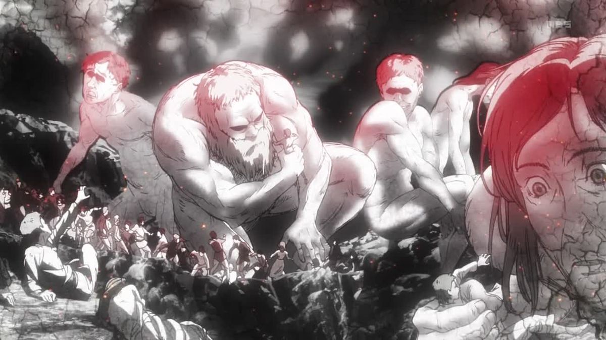 Attacco al Titano ancora di persone giganti che cercano persone più piccole