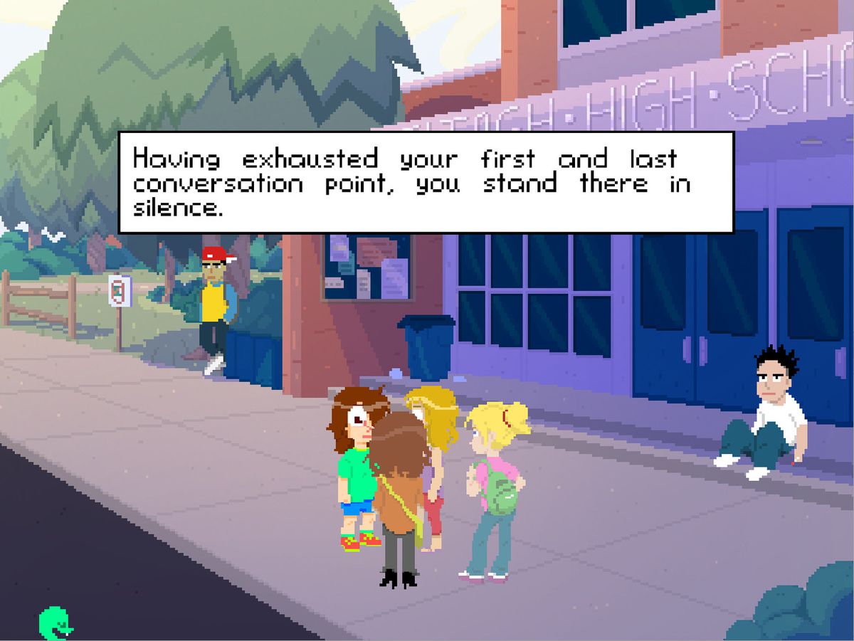 I bambini parlano di merda davanti a una scuola superiore in Perfect Tides