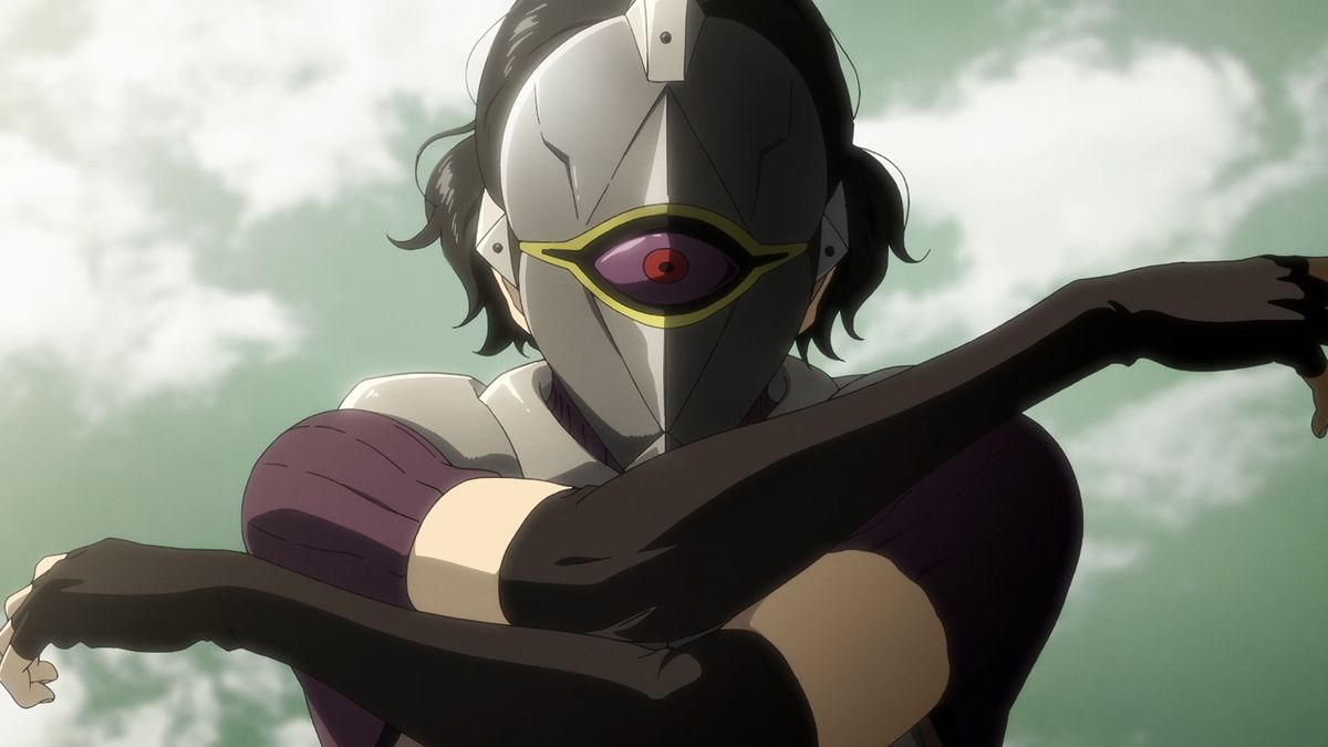 Un misterioso cattivo mascherato di Bubble, con un unico gigantesco occhio rosso sulla maschera