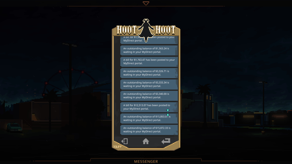 un'immagine di una conversazione via SMS che è solo una serie di notifiche per una fattura medica sempre più alta.